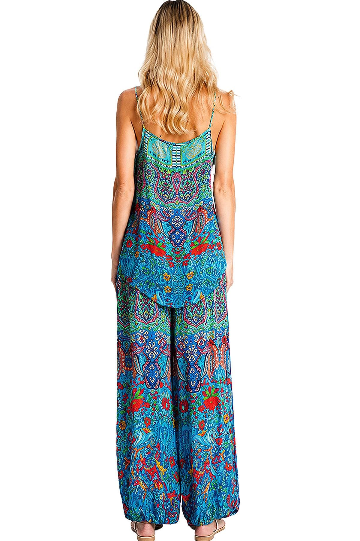 Blue Multi 2 Pieces Viscose Silk Pant Set - 265.00 - Alternative view 3
