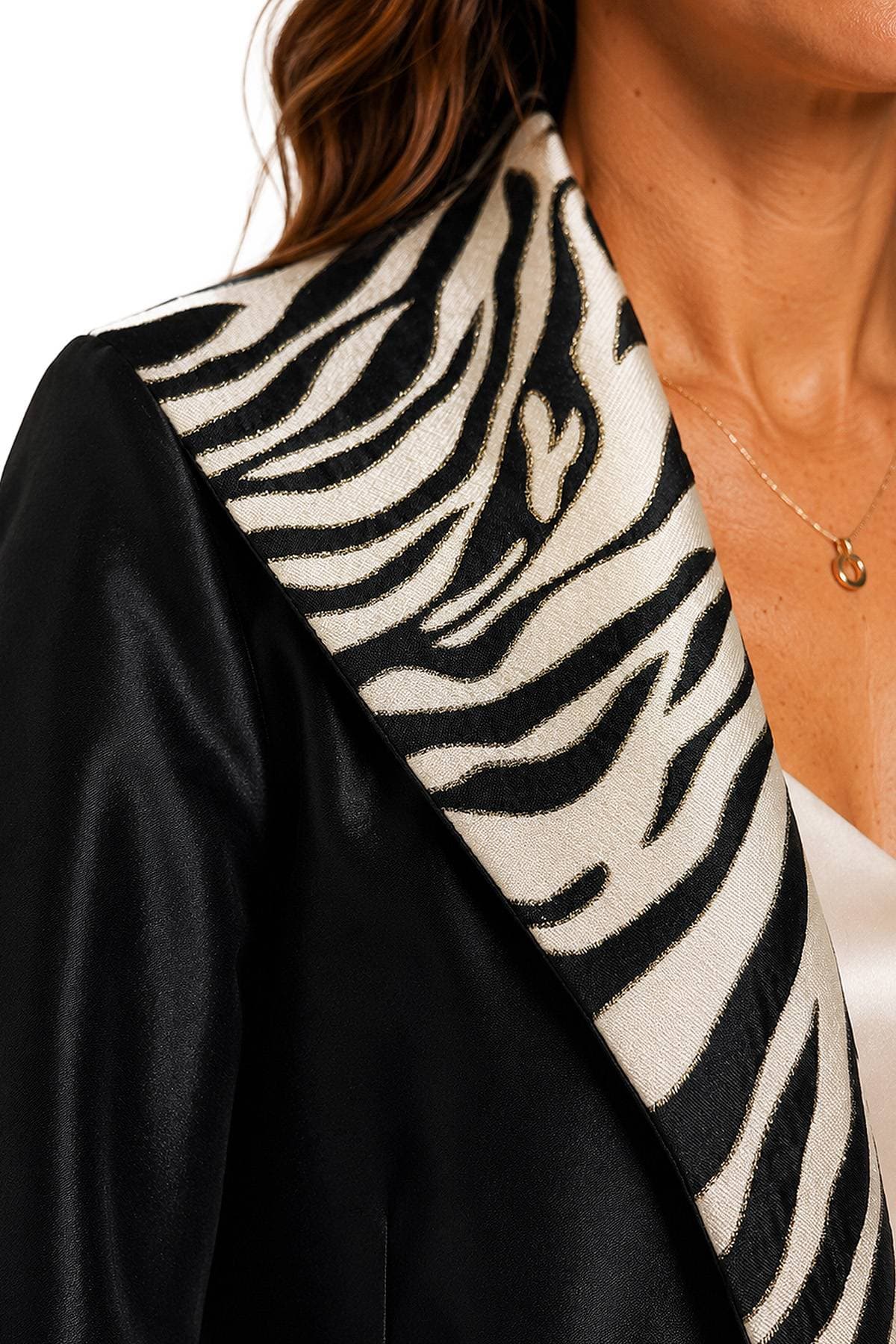Reversible Swing Zebra Metallic Occasion Jacket | Women's - 285.00 - Alternative view 4