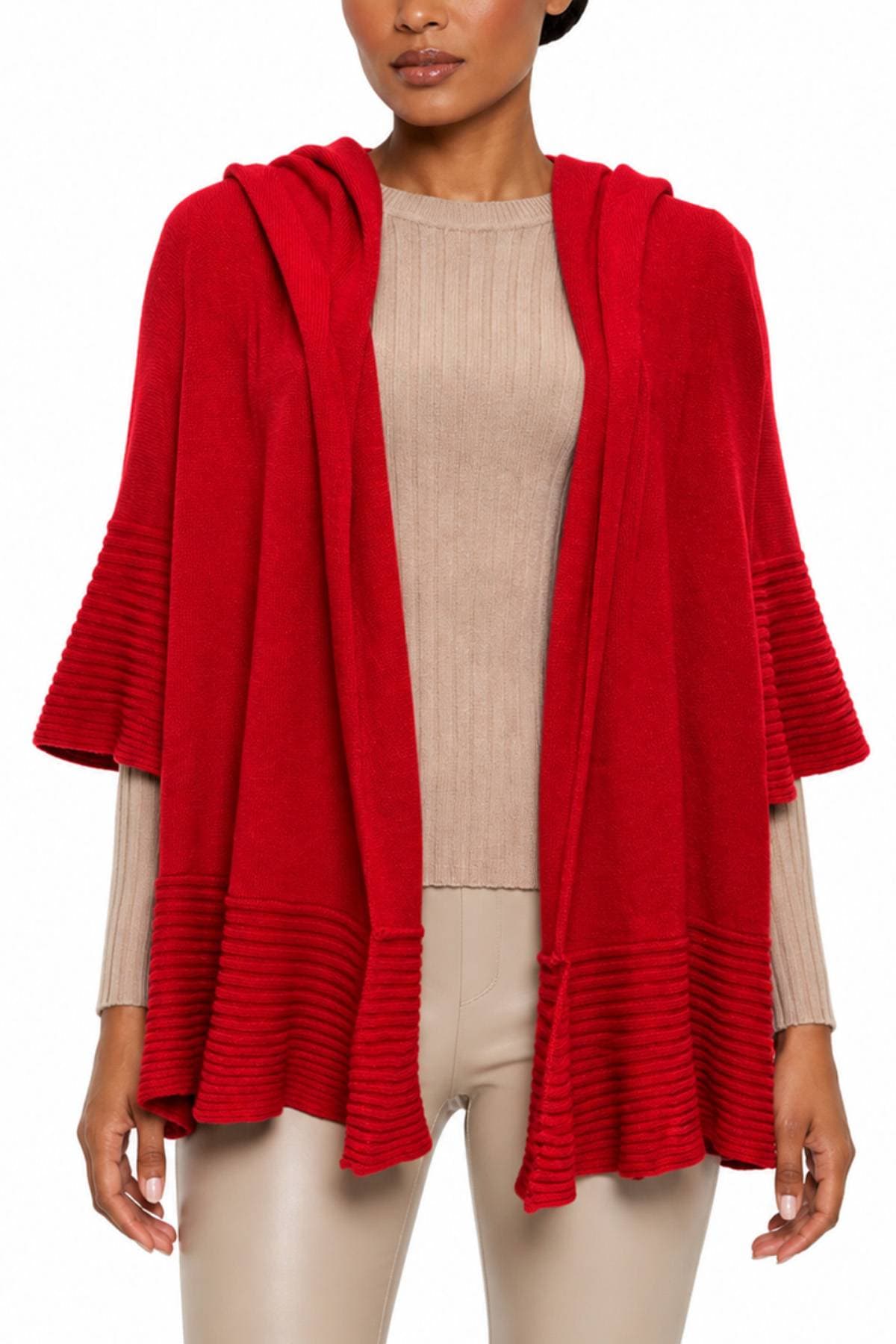 Red 100% Cashmere Italian Ruffle Shawl | Women's - 595.00 - Alternative view 5