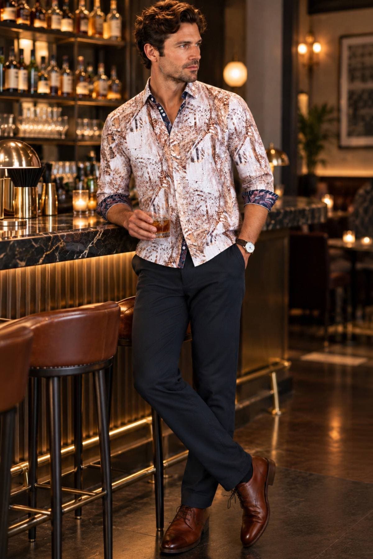 Printed Stretch Cotton Statement Shirt | Men's - 225.00 - Alternative view 2