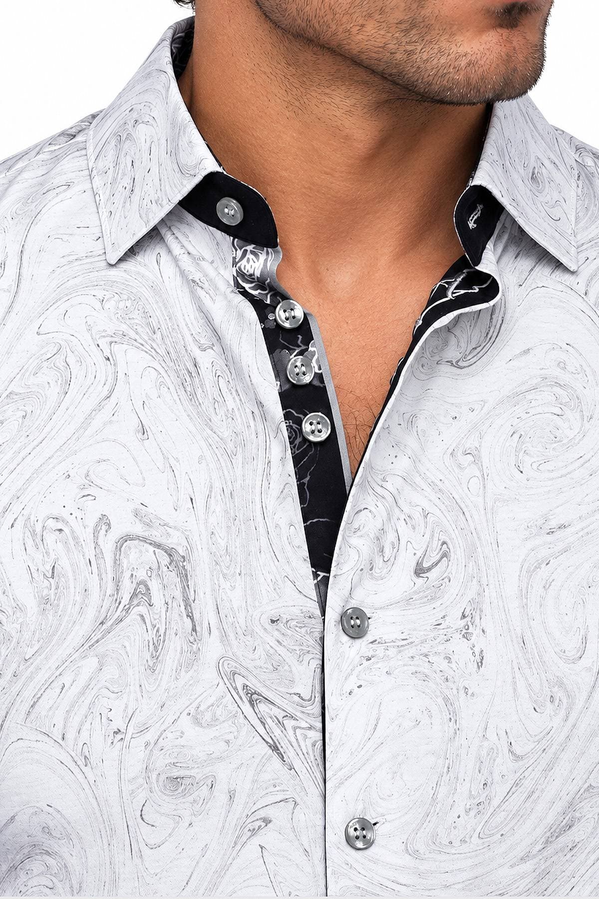 Marble White 360° Stretch Cotton Shirt | Men's - 225.00 - Alternative view 5