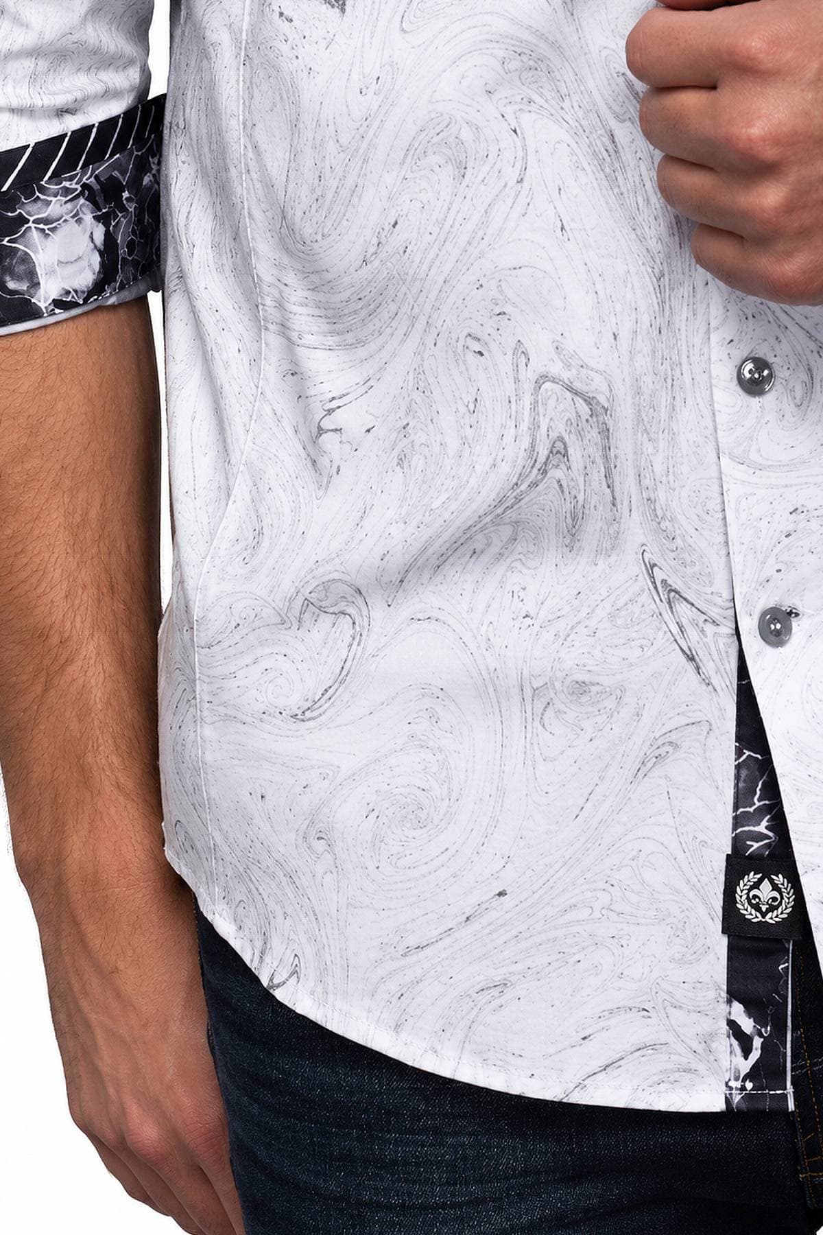 Marble White 360° Stretch Cotton Shirt | Men's - 225.00 - Alternative view 4