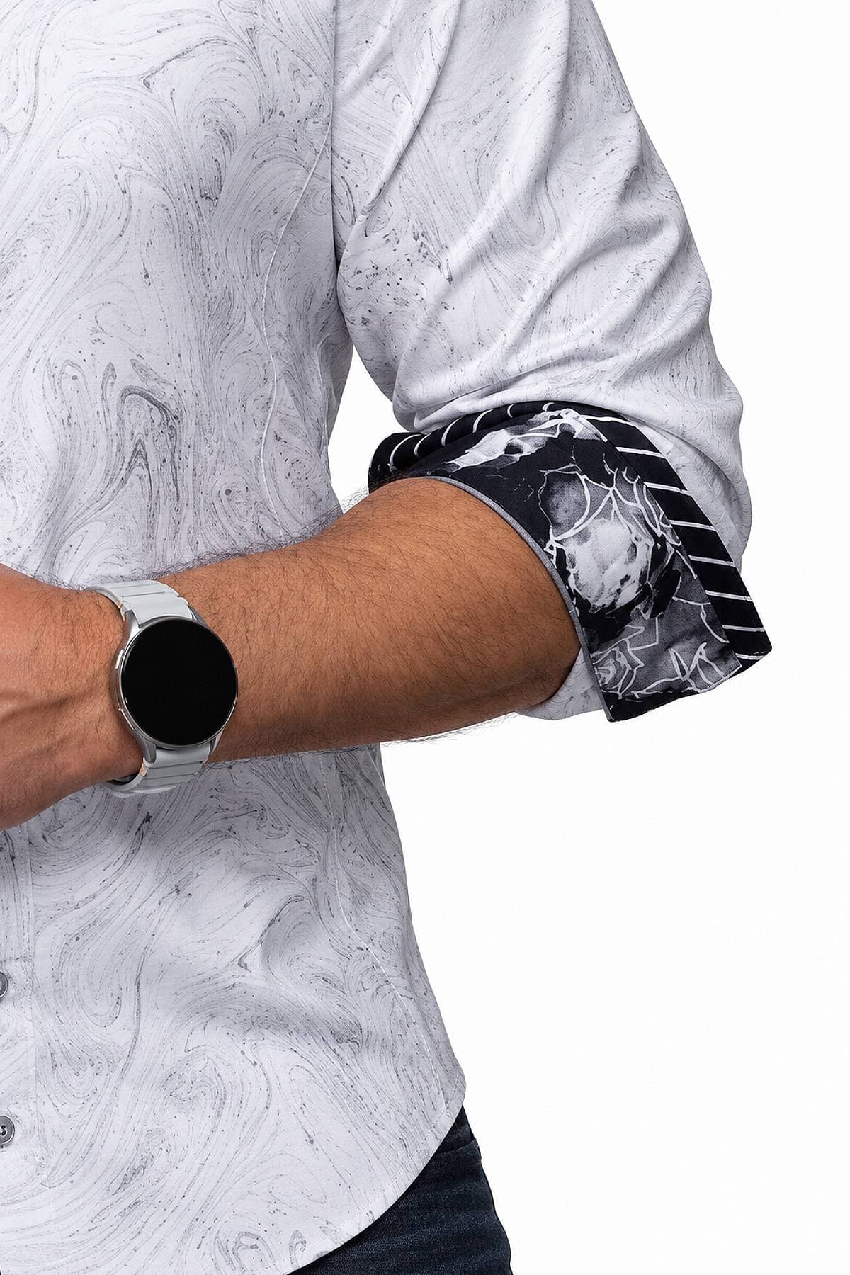 Marble White 360° Stretch Cotton Shirt | Men's - 225.00 - Alternative view 3