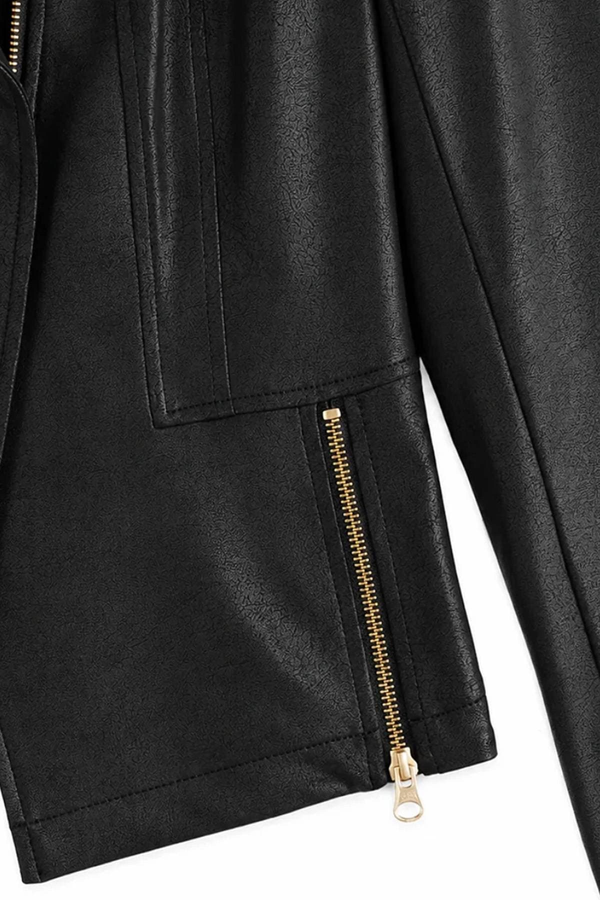 Black Liquid Leather Vegan Moto Jacket | Women's - 275.00 - Alternative view 4