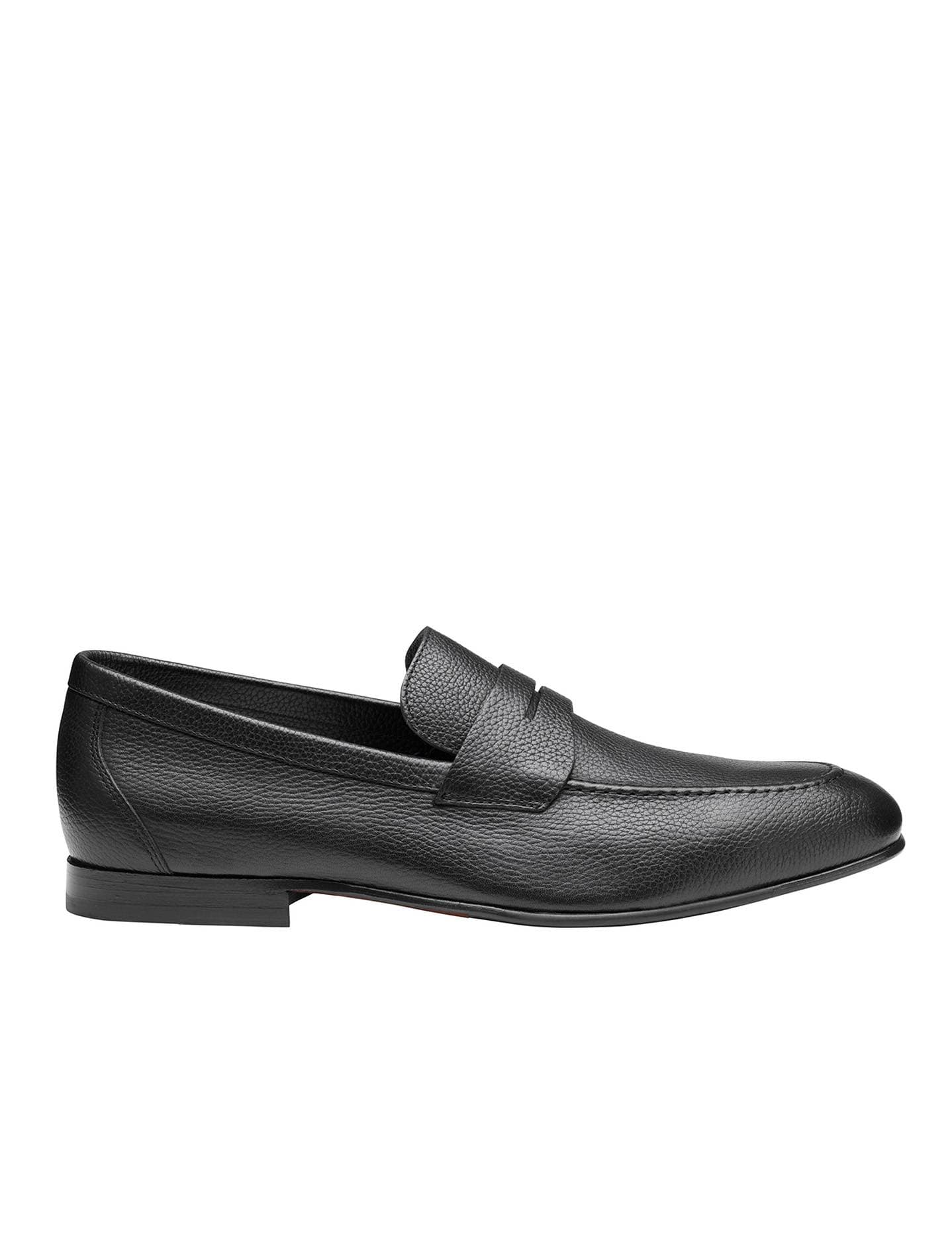 Black Grain Leather Penny Loafer Shoe | Men's - 245.00 - Alternative view 3