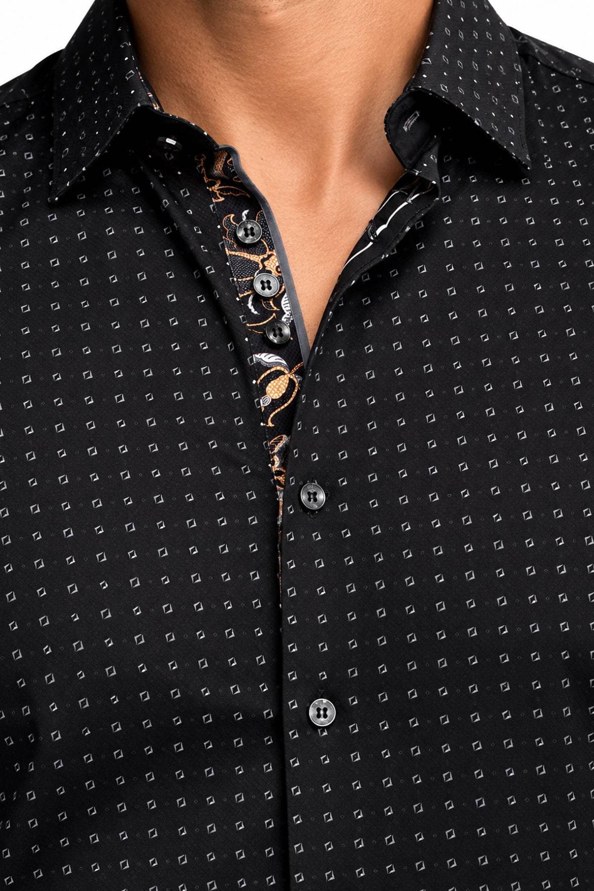Luxury Black 360° Stretch Cotton Shirt - 225.00 - Alternative view 3