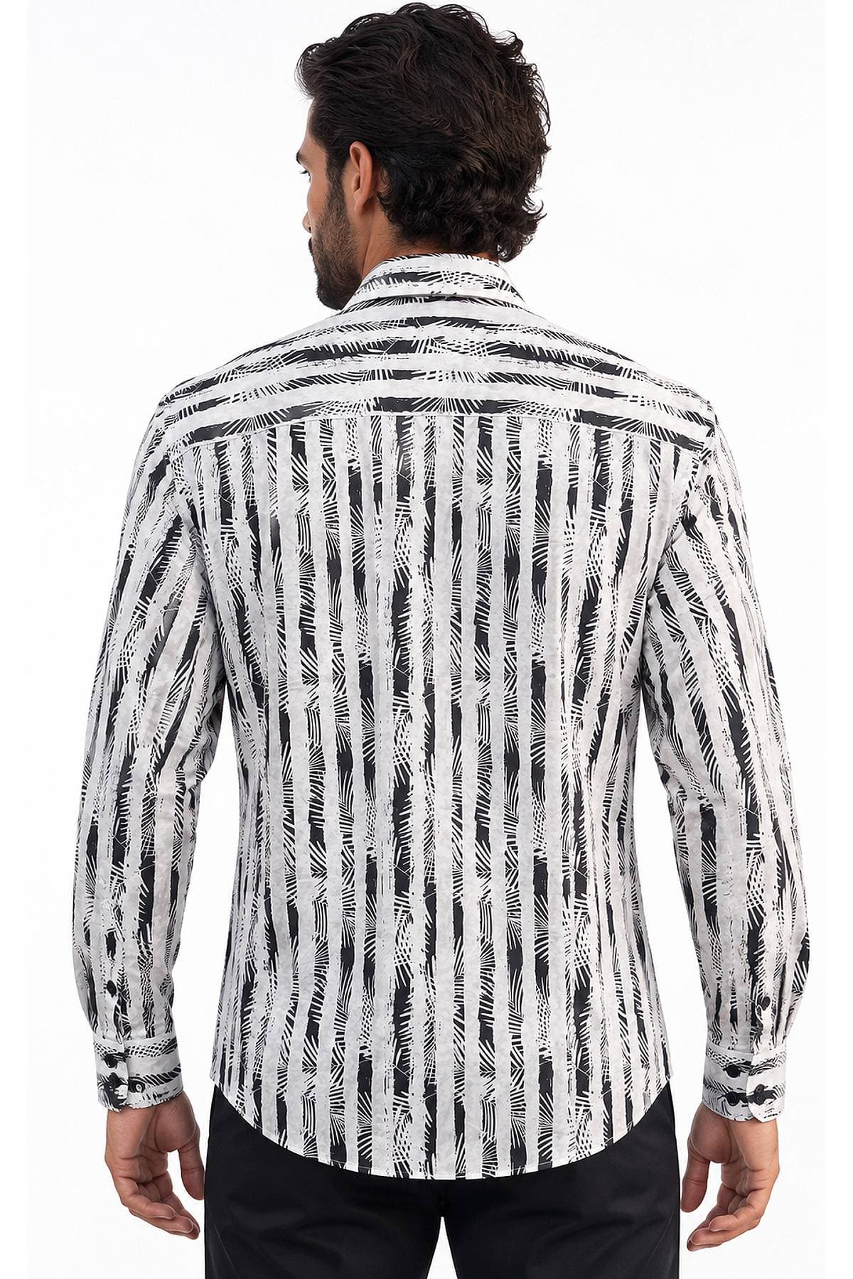 Zebra Stripe Sateen Sport Shirt | Mens - 195.00 - Alternative view 3
