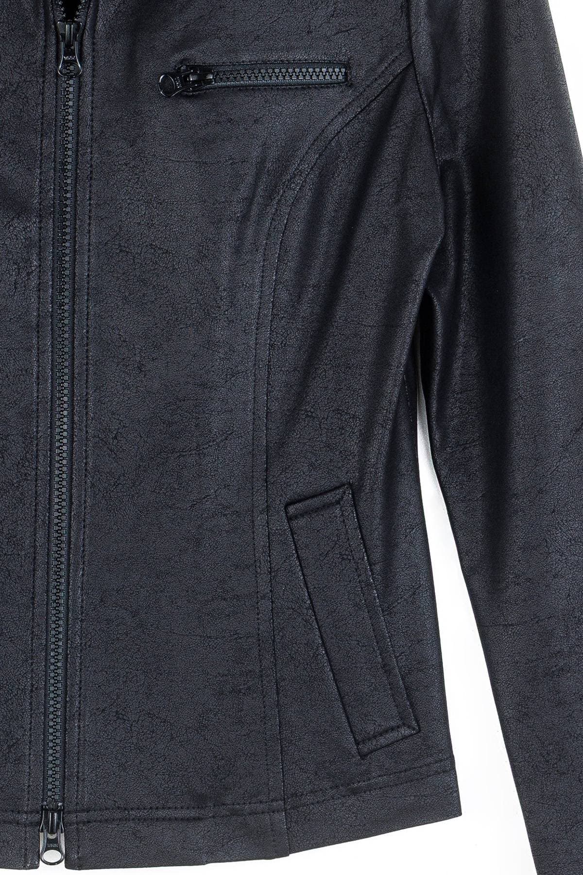 Black Tailored Liquid Leather Zip Jacket| Women's - 265.00 - Alternative view 3