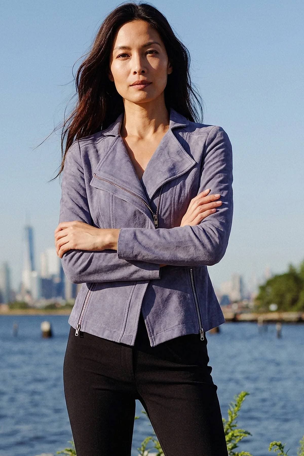 Violet Faux Vegan Suede Moto Jacket | Women's - 285.00 - Alternative view 2