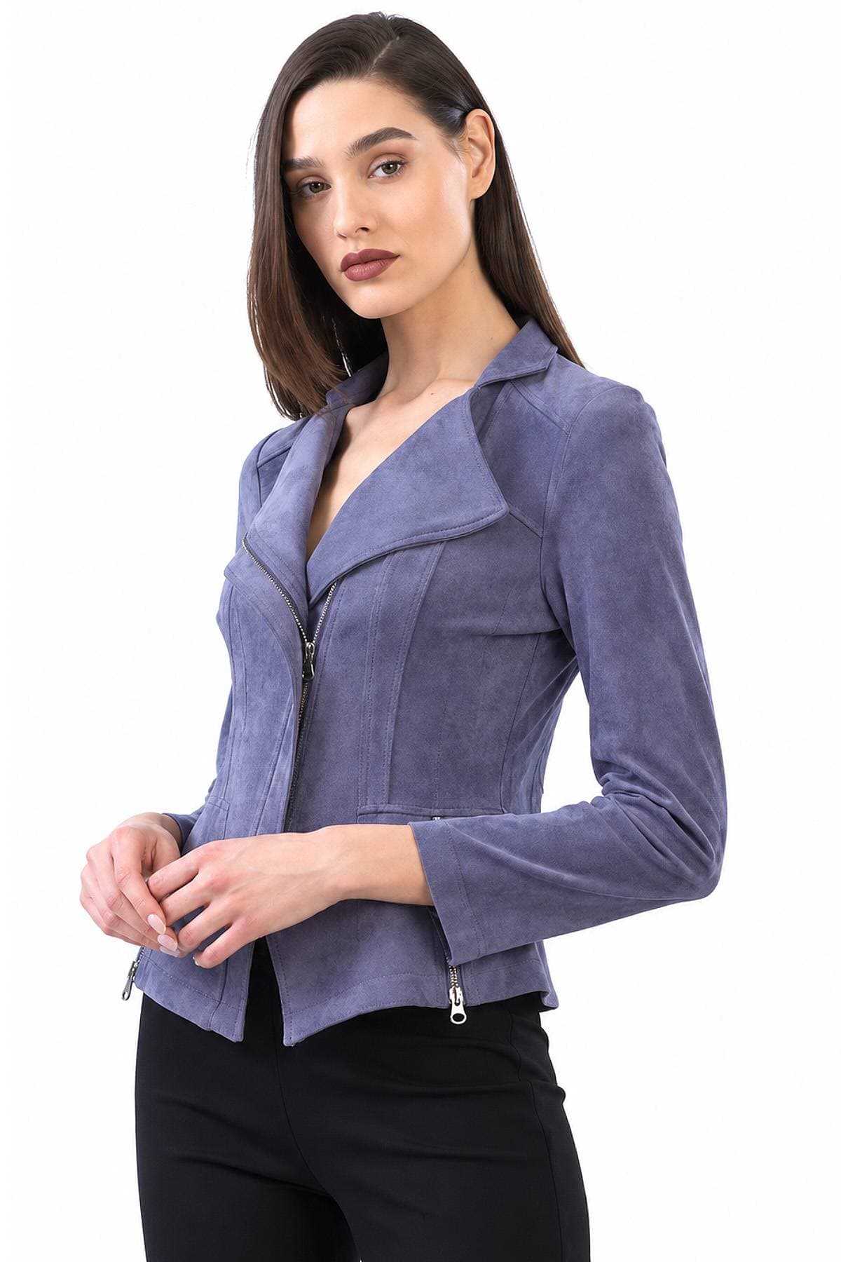 Violet Faux Vegan Suede Moto Jacket | Women's - 285.00 - Alternative view 5