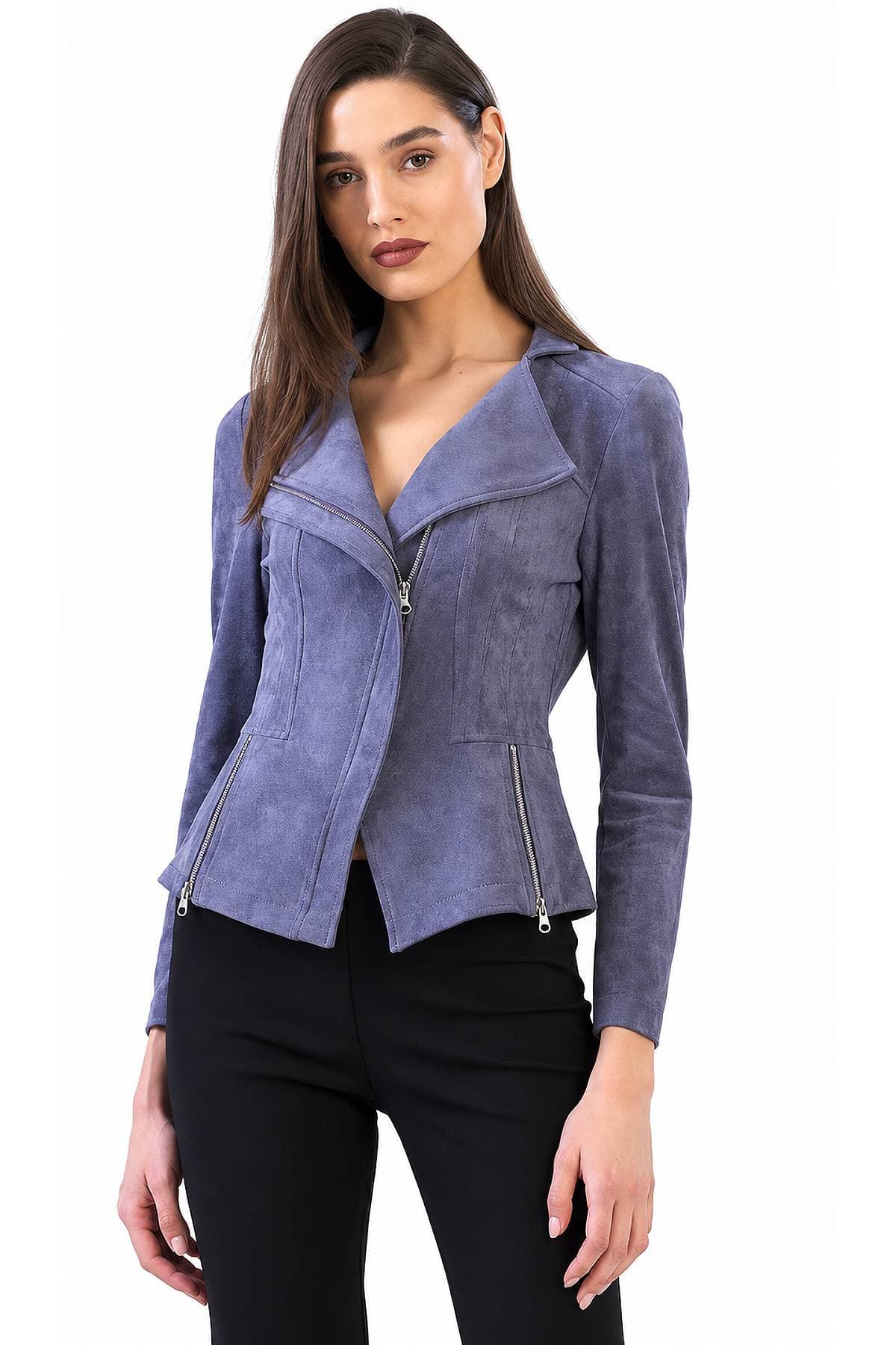 Violet Faux Vegan Suede Moto Jacket | Women's - 285.00 - Main product view