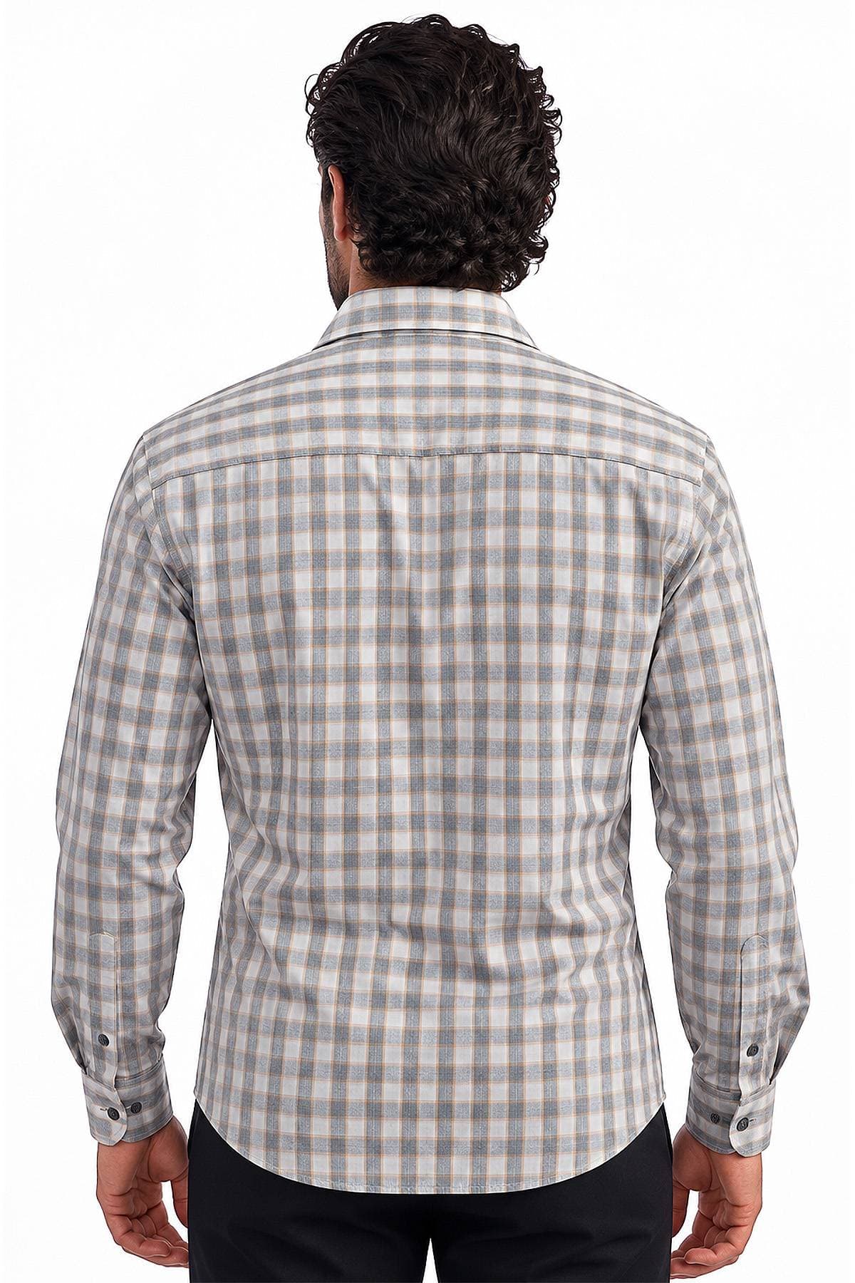 Lightweight Cotton Flannel Plaid Sport Shirt | Men's - 225.00 - Alternative view 3
