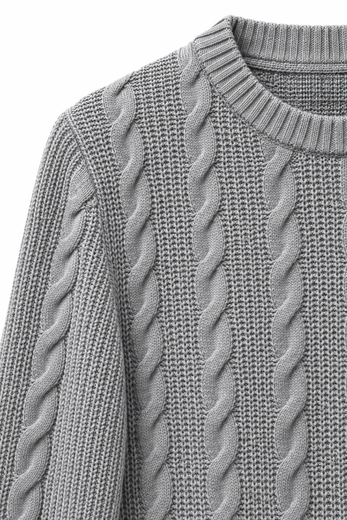 Grey Washed Cable Knit Sweater | Men's - 295.00 - Alternative view 3
