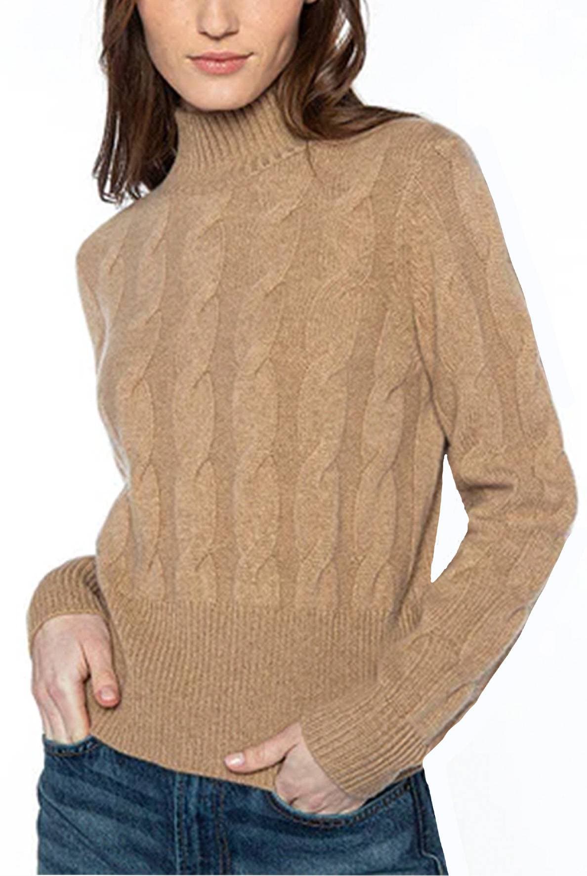 Kinross 100% Cashmere Cable Mock Sweater