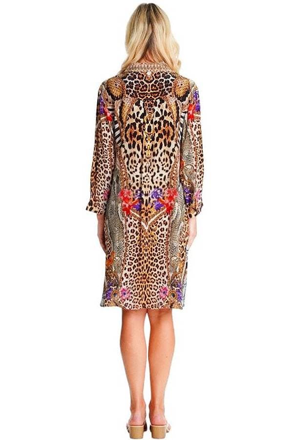 Button Down Animal Print Dress Coverup