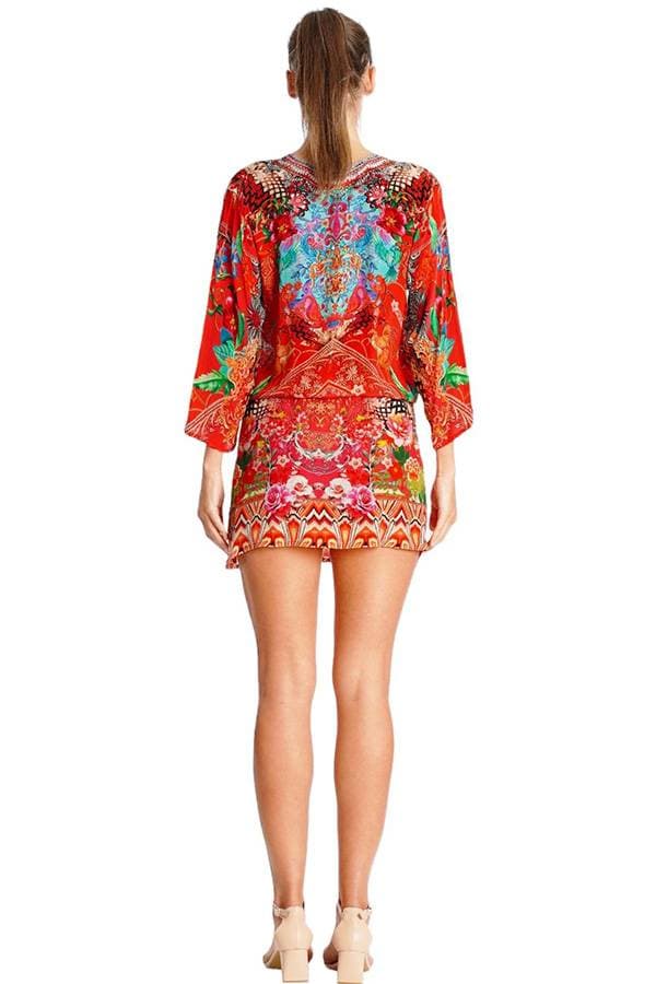 Red Printed Coverup Dress