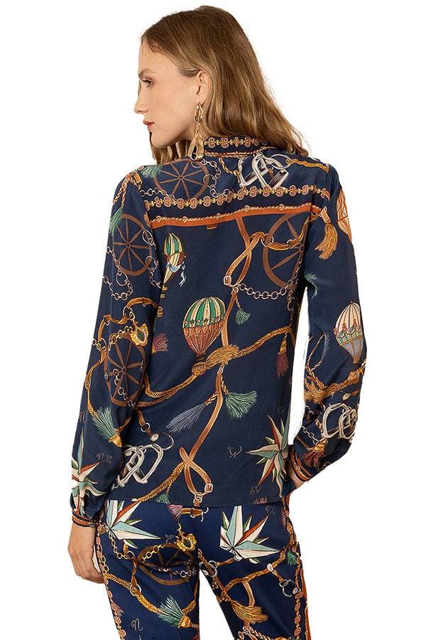 Hale Bob Silk Chain Print Blouse
