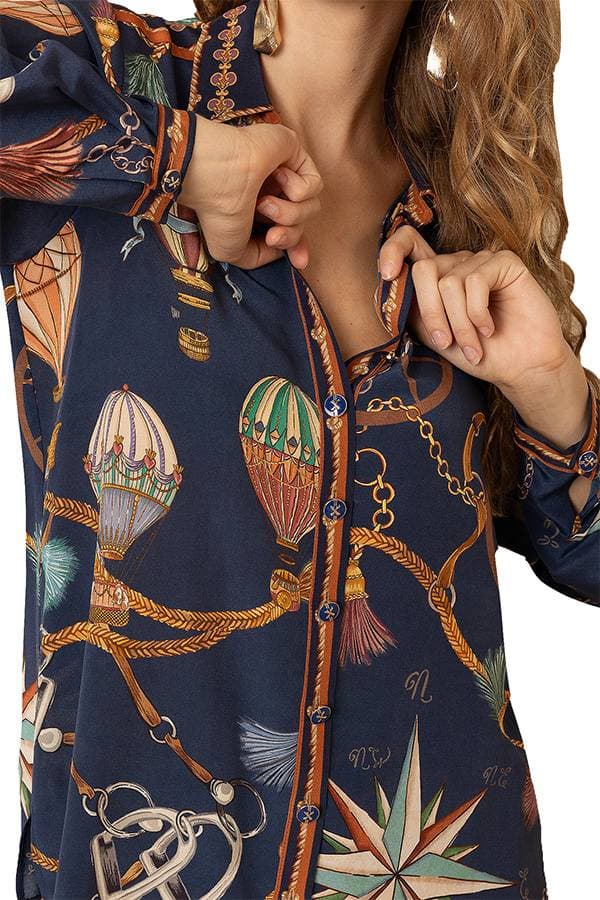 Hale Bob Silk Chain Print Blouse