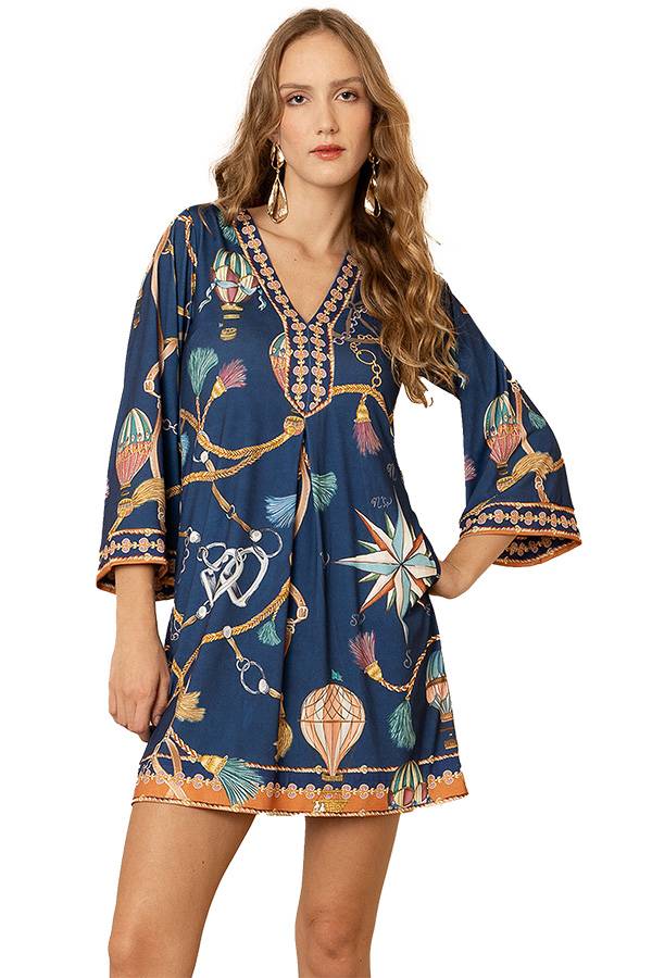 Chic blue mini dress with modern cut and flattering fit