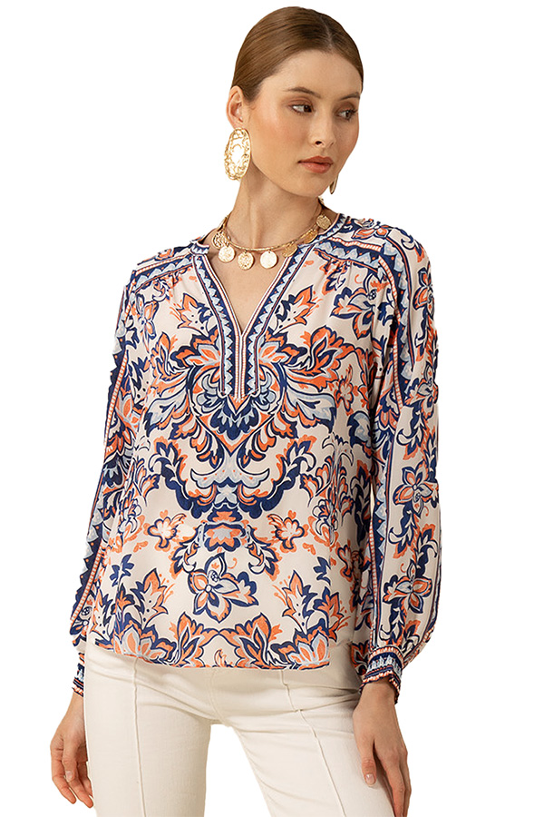 Clean white short sleeve blouse with crisp design and versatile styling