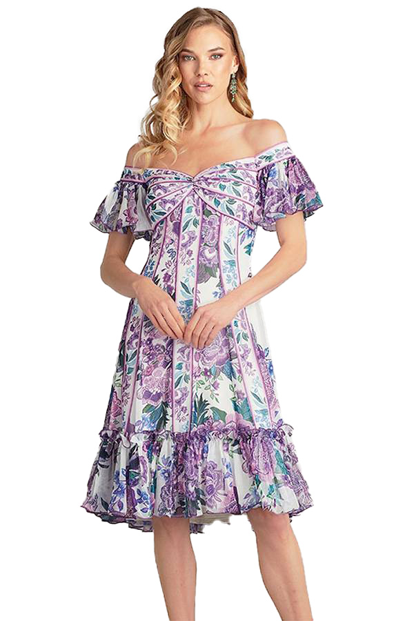 Beautiful purple floral print maxi dress with flowing design and feminine details