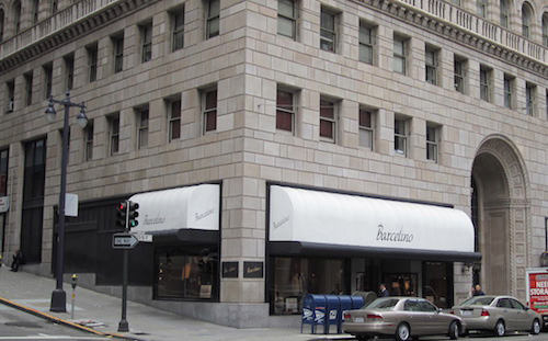 Street view of Barcelino Men's Store at Post Street in San Francisco.