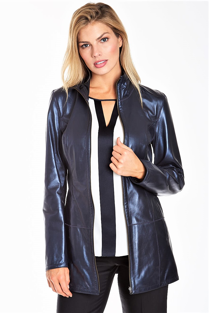 Reversible Pearlized Leather Jacket - Barcelino