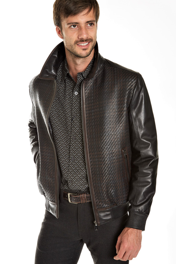 Leather Woven Zip Blouson Jacket Ala Torras - Barcelino