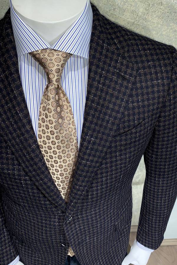 Italian Jacket, Cashmere/Wool Tweed Check - Barcelino