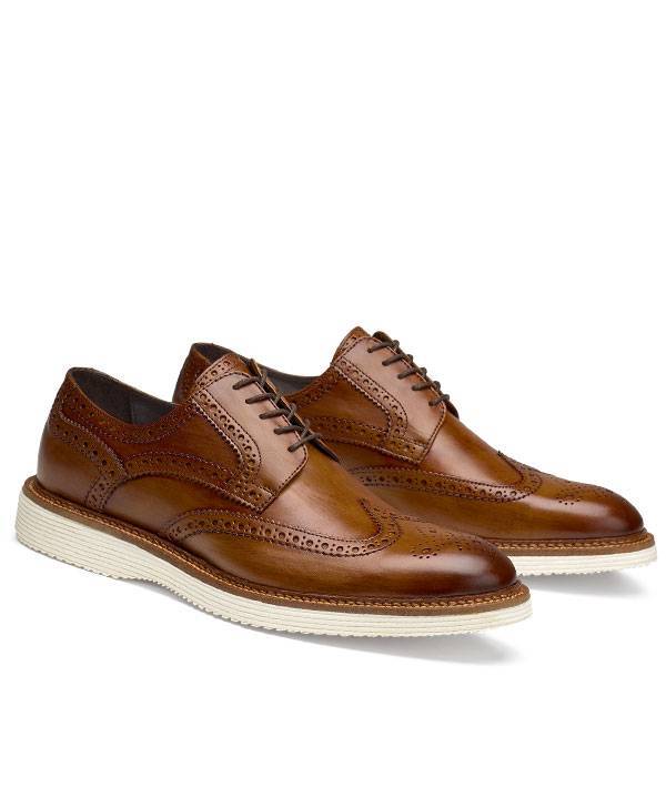 Trask Italian Wingtip Sport Shoe Vintage Finished in Cognac