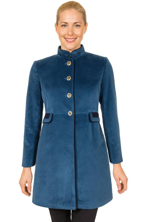 Teal Blue Velvet Coat